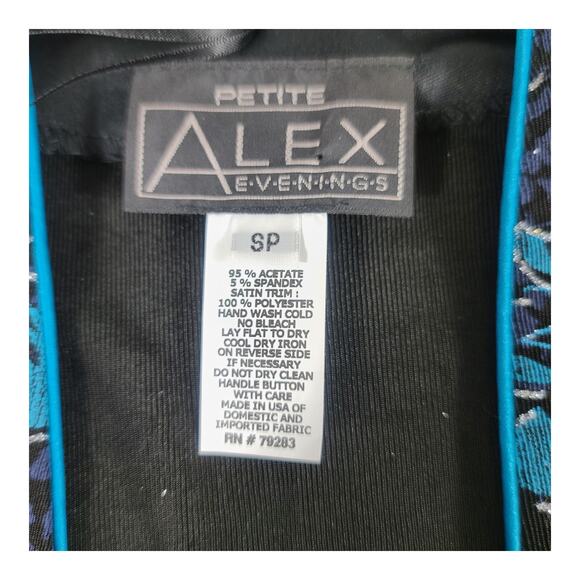 Alex Evenings Black Blue Lavender Silver 2 Piece Tank Top Shirt Set Small Petite - Picture 5 of 5